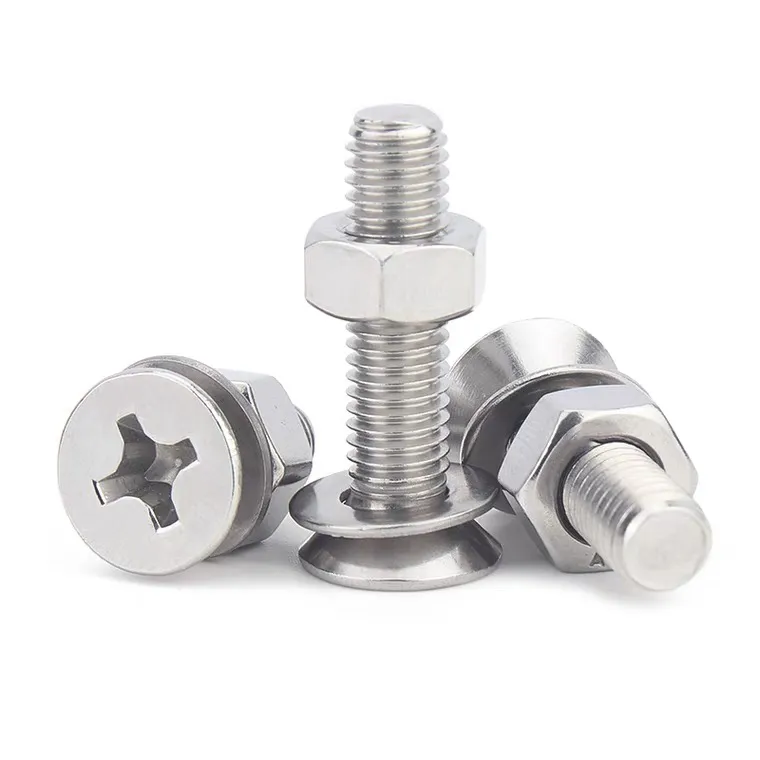 Stainless steel cross drive countersunk screw and hexagon stainless steel nuts and ss flat washers